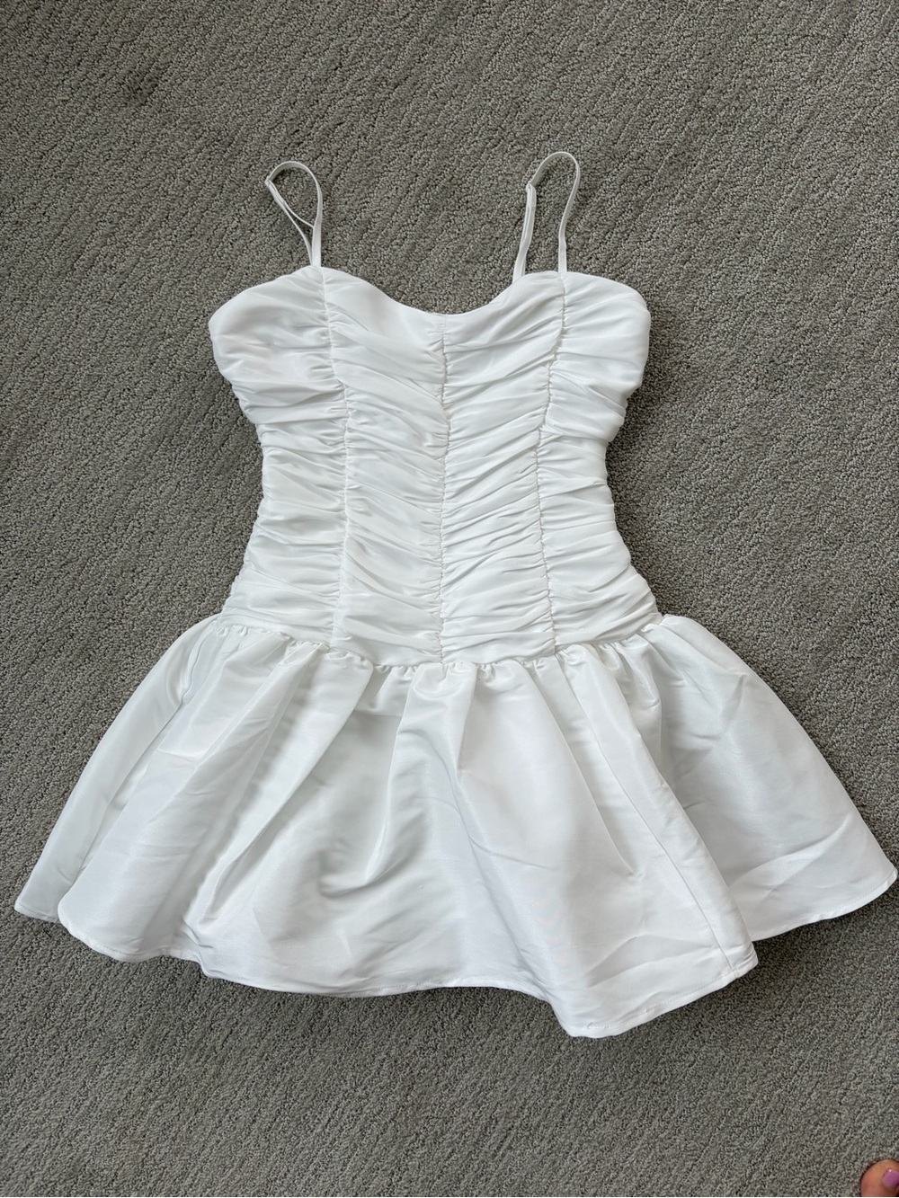 Altar'd State White Ruched Bodice Spaghetti Strap Party Dress